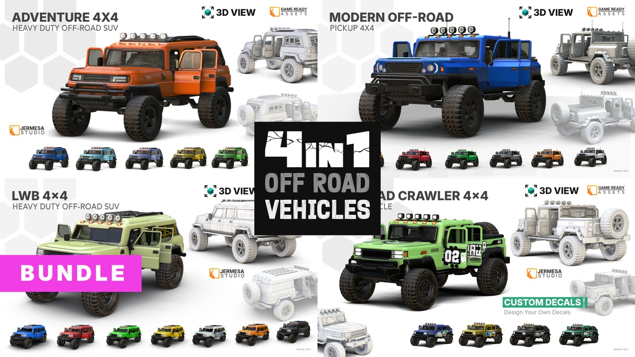 Media 1 for listing Off-Road Vehicle 4x4 Bundle PBR (Game Ready)