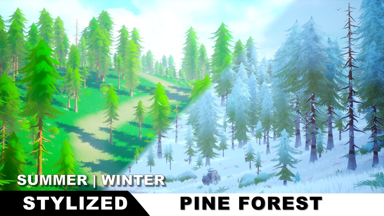 Media 1 for listing STYLIZED - Pine Forest (Summer and Winter Seasons)