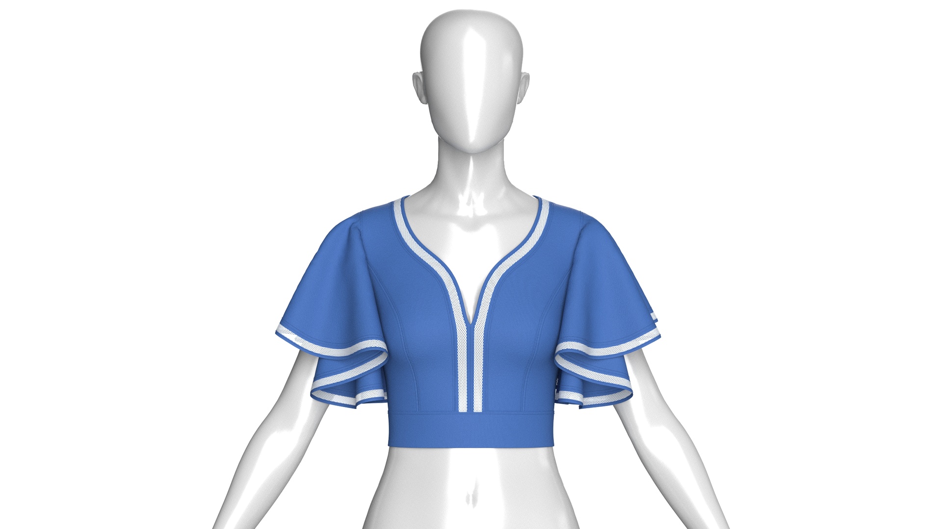 Media 1 for listing Girls Plunging V-Neck Flutter Sleeve Cropped Top | High Poly