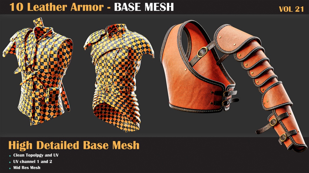Media 1 for listing 10 High Detail Leather Armor BASE MESH - VOL 21