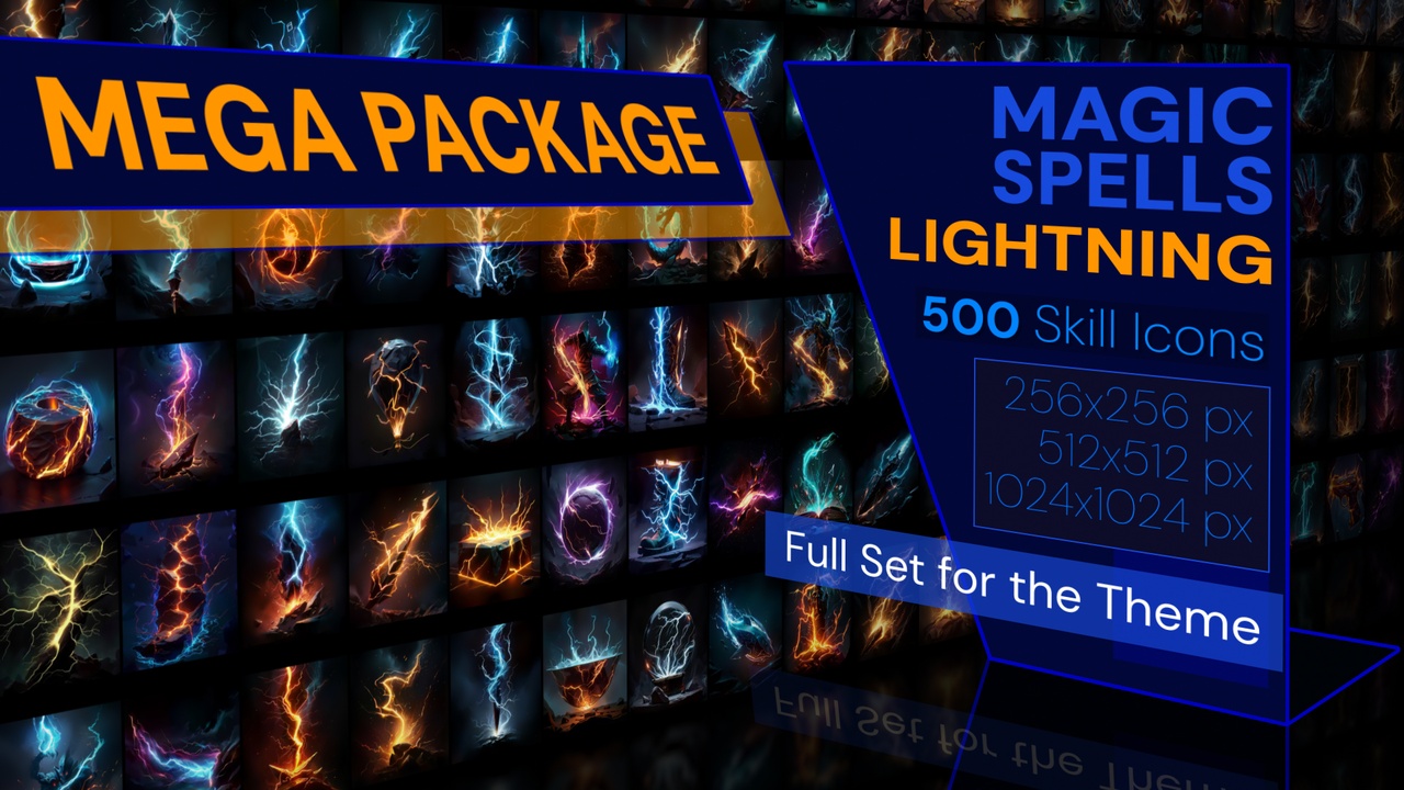Media 1 for listing Complete Set of magic Icons - Lightning