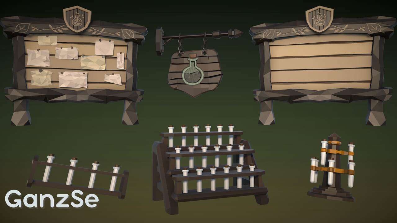 Media 1 for listing GanzSe Alchemy - Fantasy Low Poly Props