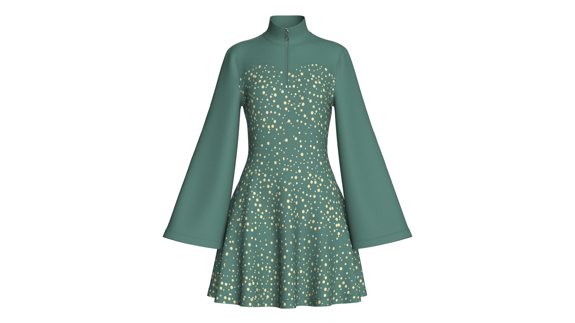 Media 1 for listing Girls Quarter - Zip Bell Sleeve Midi Dress | High Poly