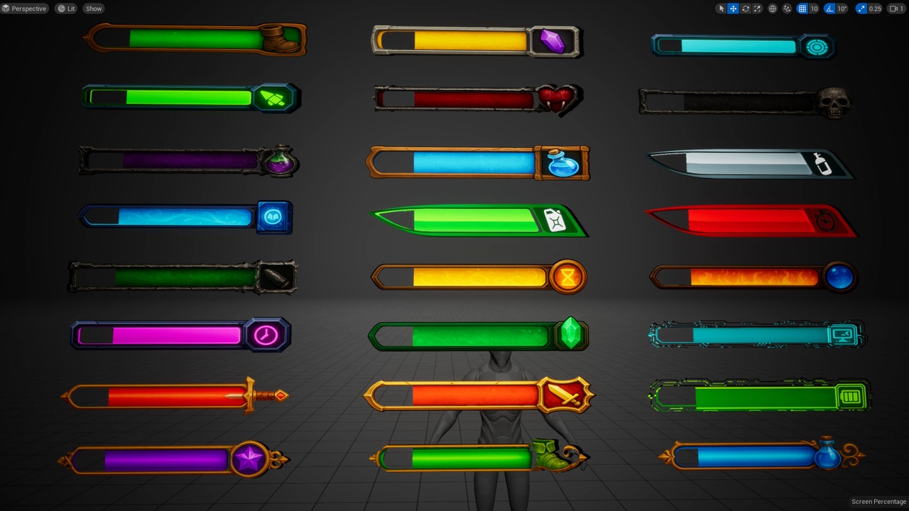 Media 1 for listing Ultimate Stylized UI Progress Bar Material Pack | Unreal Engine 5
