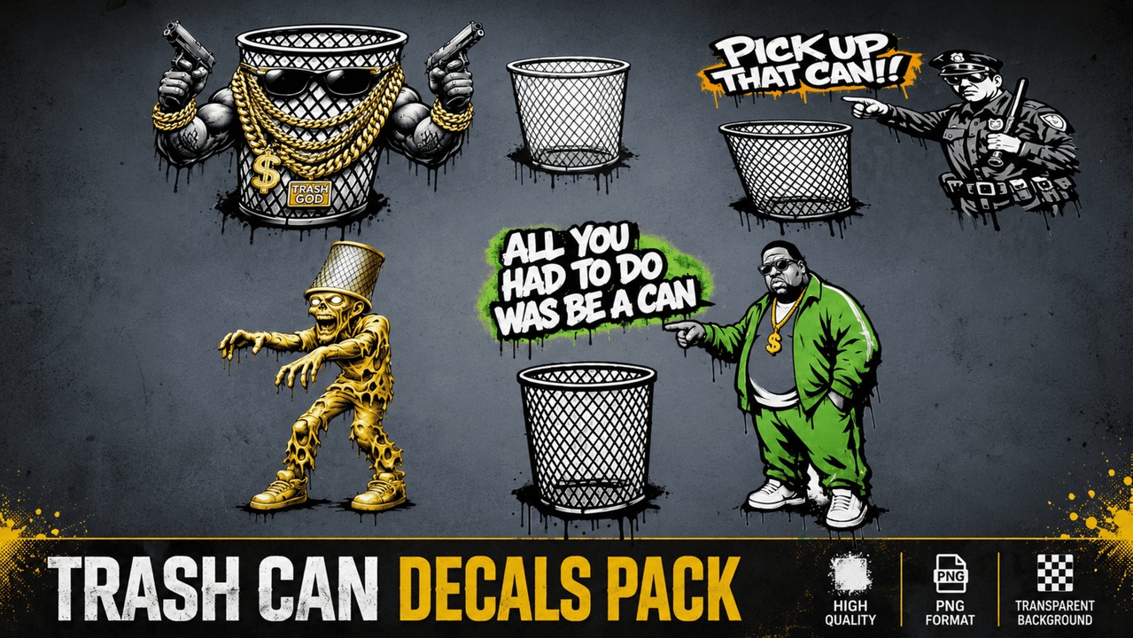 Media 1 for listing Graffiti Trash Can Decals Mini Pack