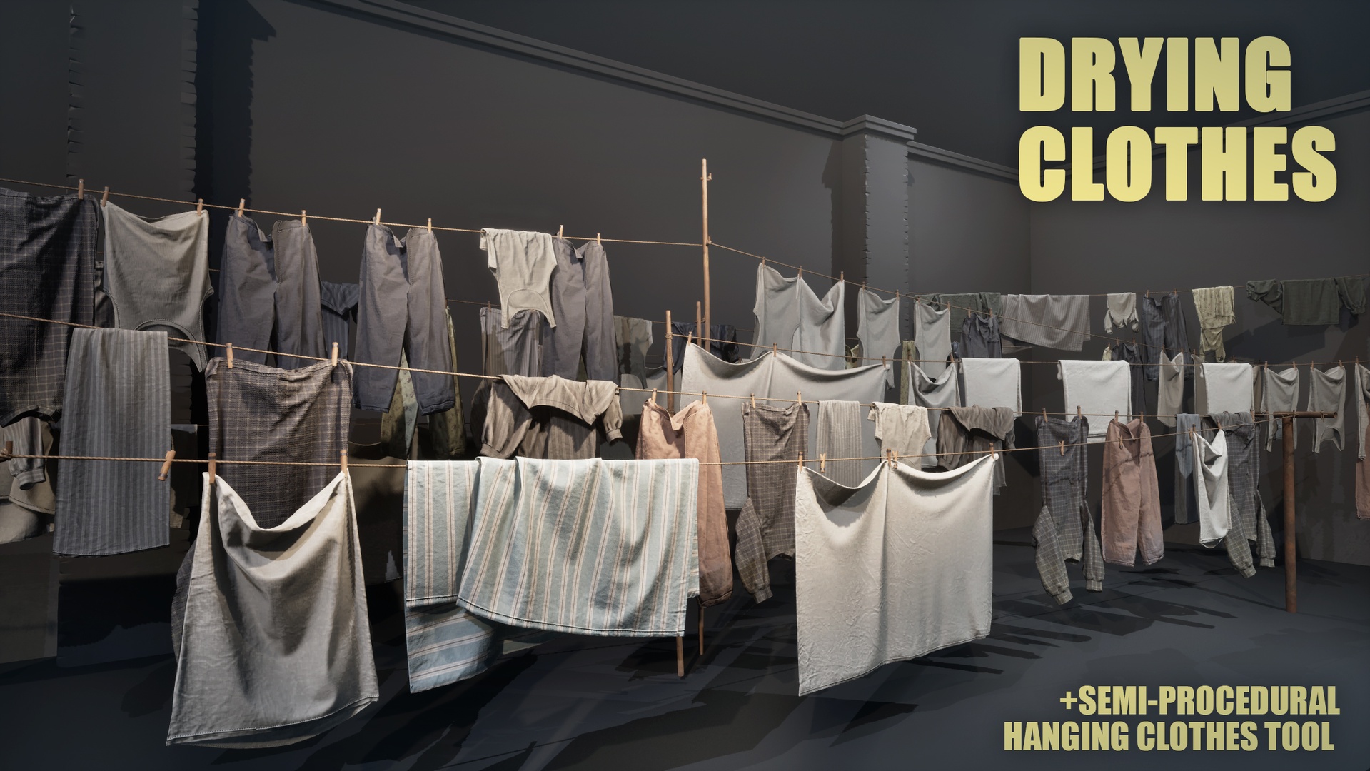 出品Drying Clothes + Semi-Procedural Hanging Clothes Toolのメディア1