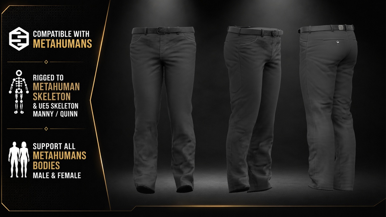 Media 1 for listing MetaHuman Casual Pants – Rigged & Ready for UE5