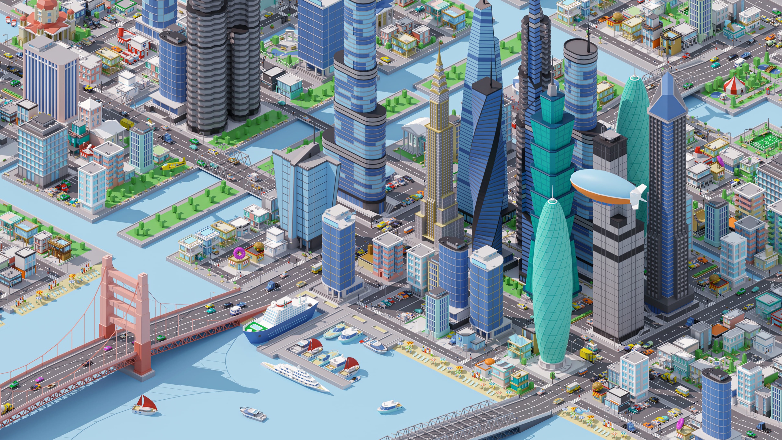 Media 1 for listing Downtown City - Low Poly 3D Models Pack