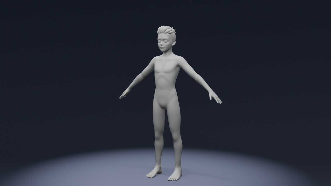 商品 Stylized Boy Body Base Mesh 3D Model – Rigged with IK/FK Switch 的媒体 1