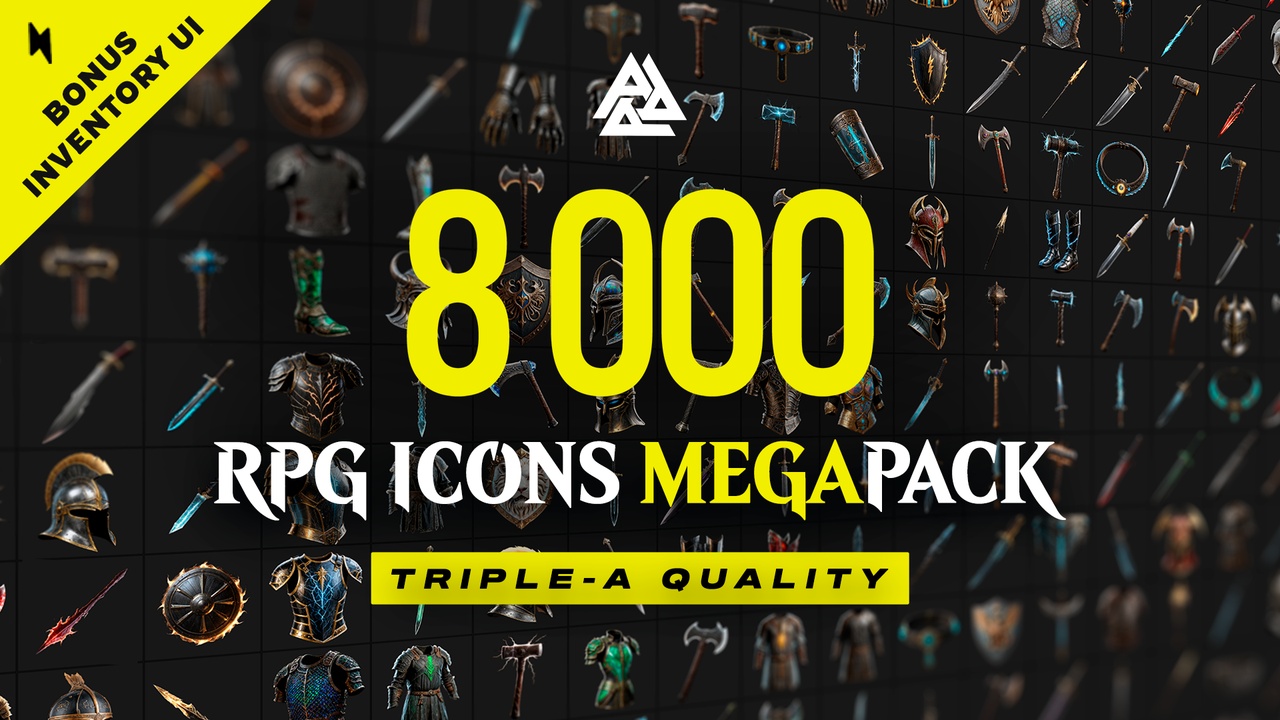 Media 1 for listing 8000 RPG Inventory Icons Bandle: Mage, Warrior, Necromancer