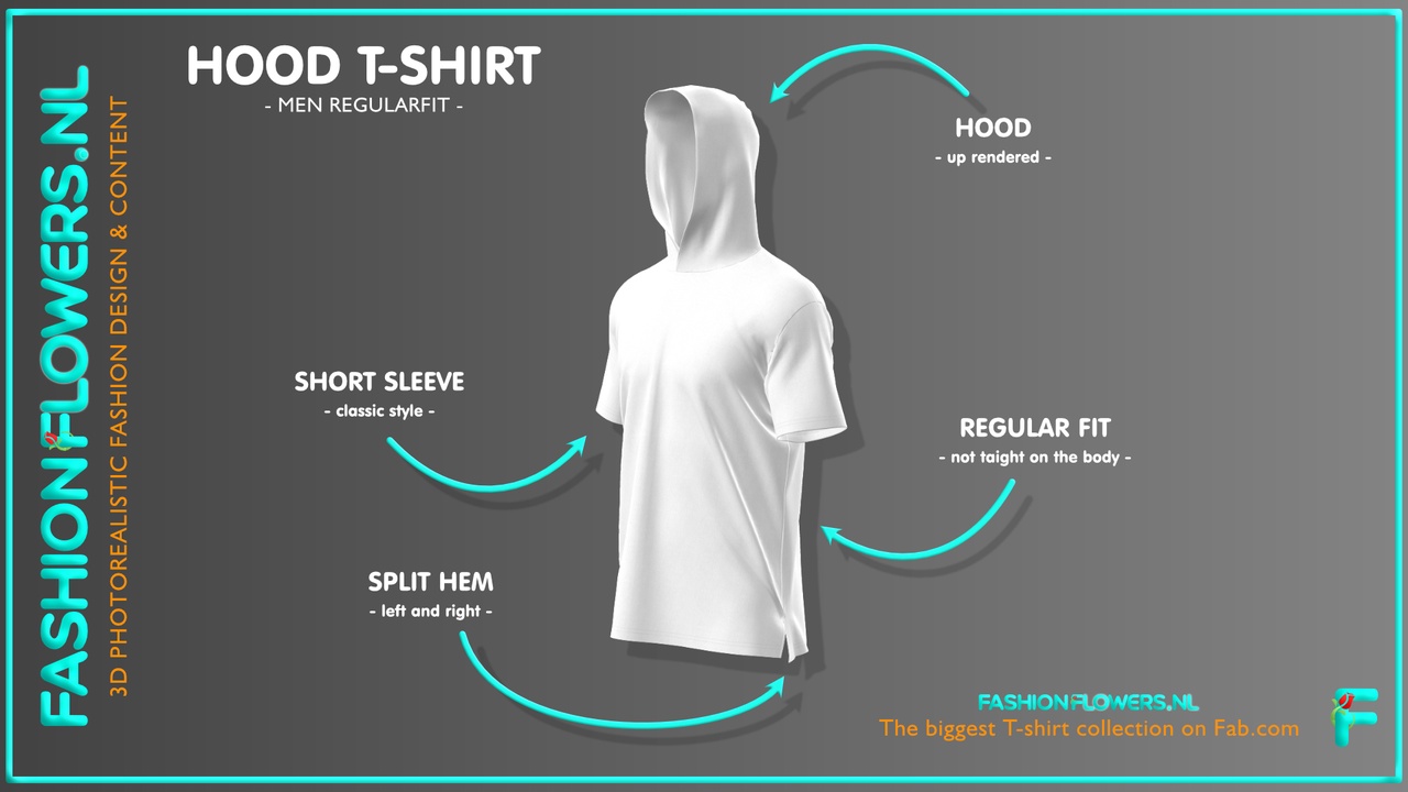 Media 1 for listing White Colour Hooded T-Shirt | Short Sleeve Tshirt | Side Seam Splits| Cowl Shirt