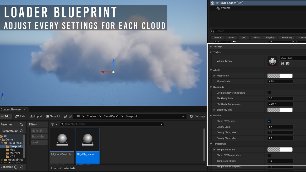 Media 1 for listing Volumetric Cloud (VDB) with Blueprint Loader - Pack 1