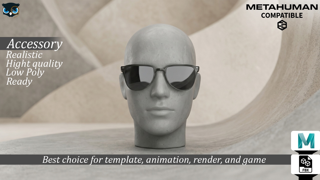 Medium 1 für Eintrag Modern Wayfarer Sunglasses  MetaHuman Compatible