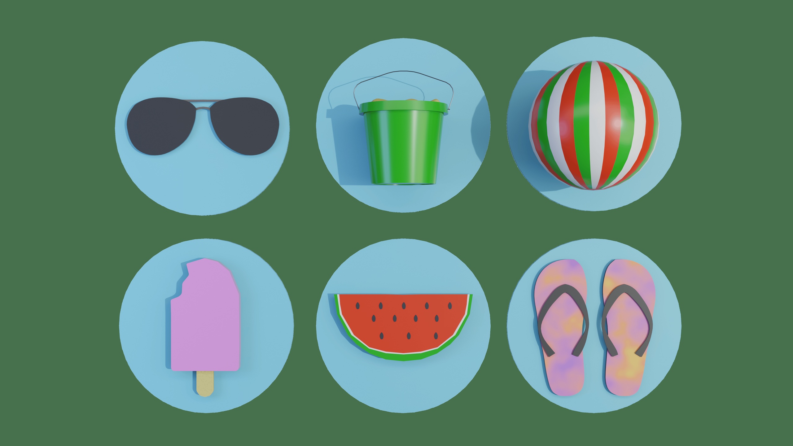 Media 1 for listing Summer 3D Icon Pack (Blender)