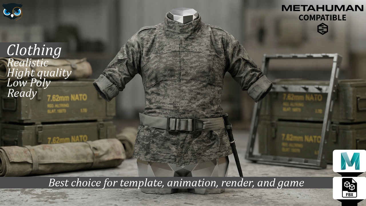 Media 1 for listing Military Tactical Digital Camo Shirt  MetaHuman Compatible
