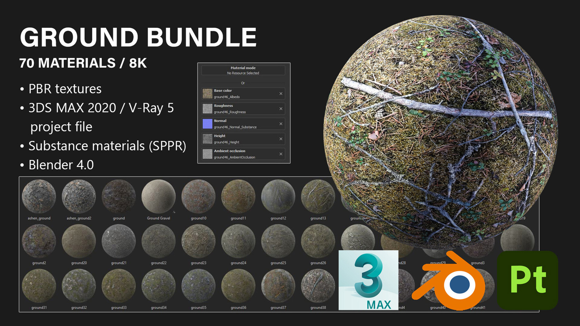 Ground Bundle - 70 Materials / 8K | Fab