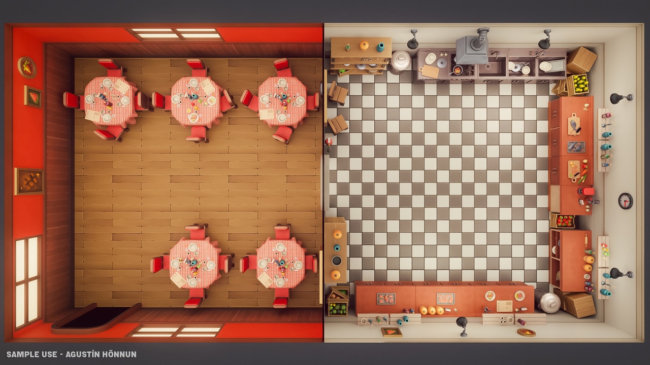 出品Cooking Games Kitchen Pack - Stylized Game-Ready 3D Assetsのメディア1