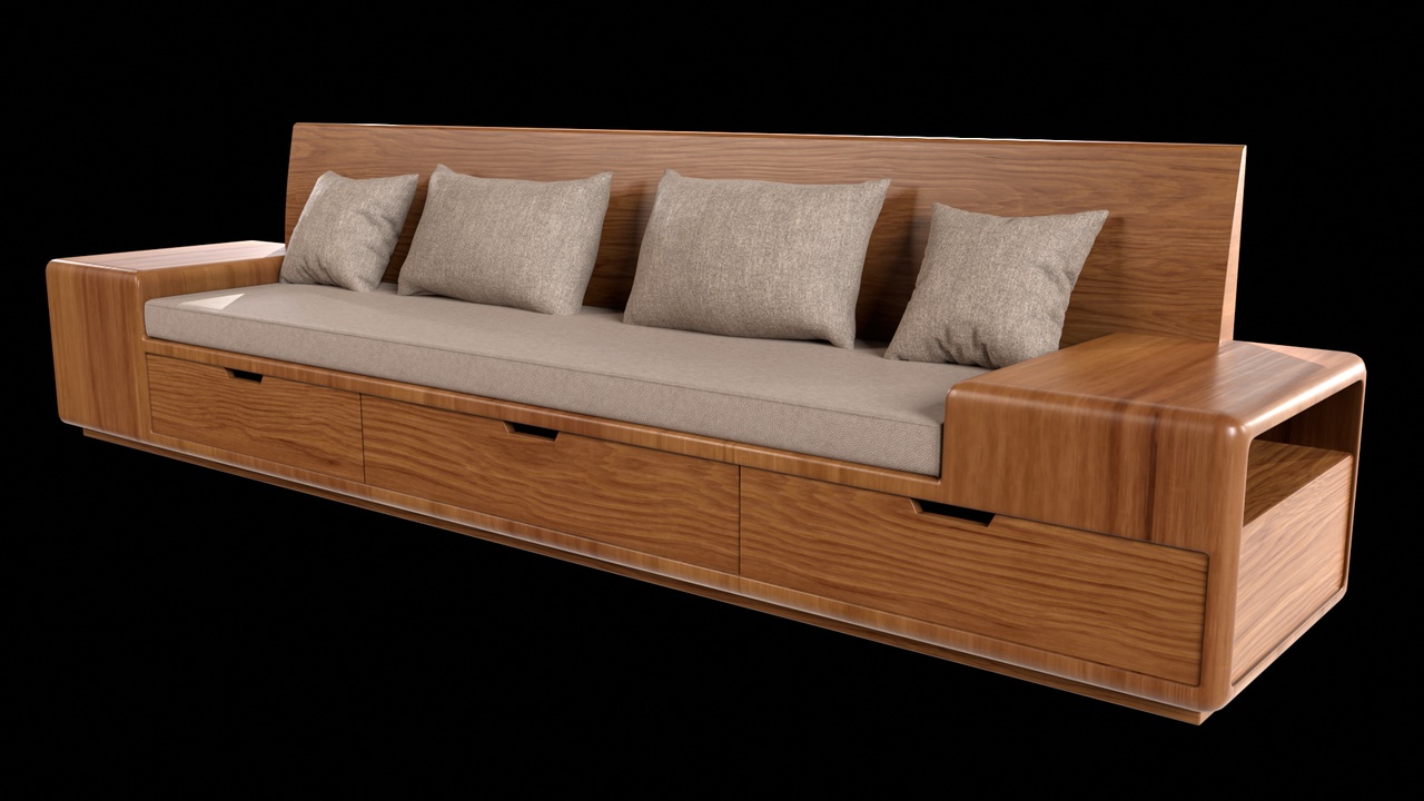Media 1 for listing Modern Wooden Sofa with Storage Drawers