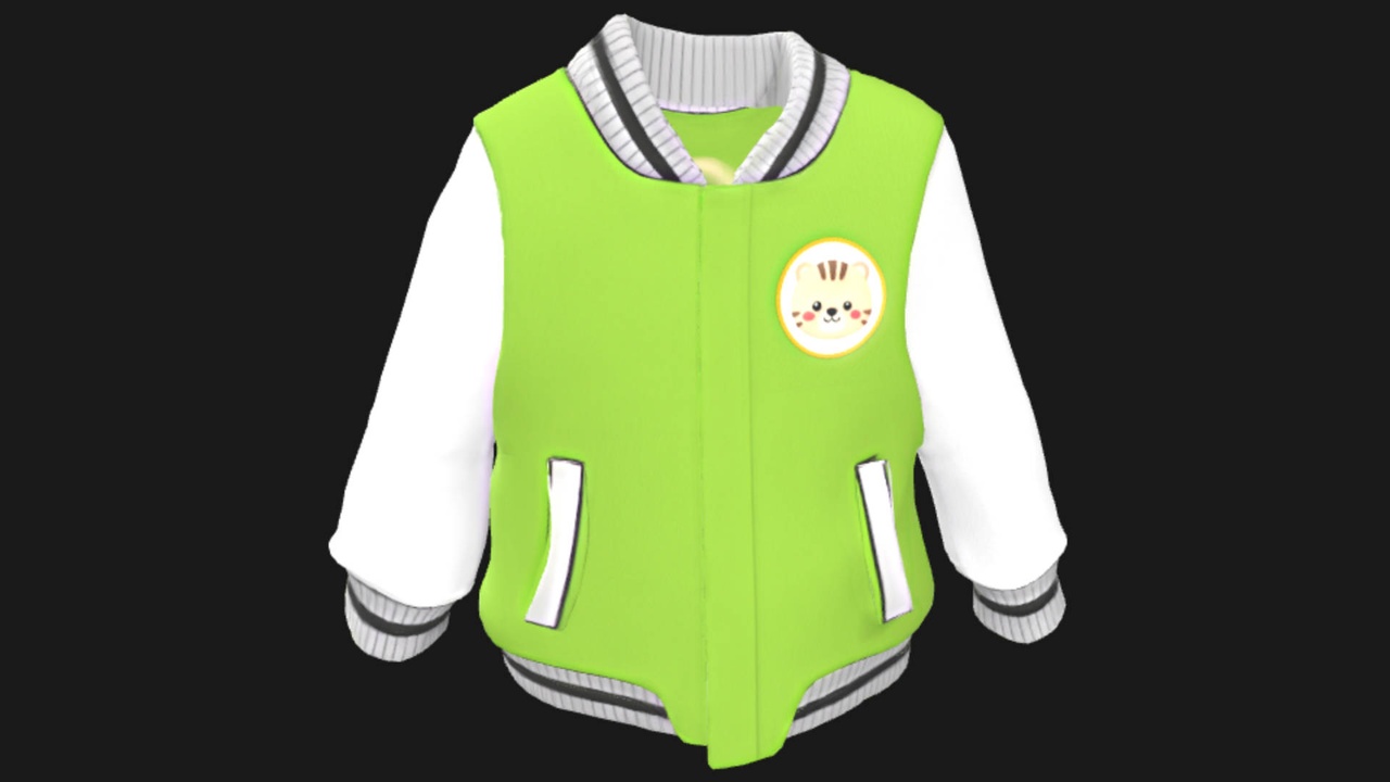 Media 1 for listing Green Varsity Jacket Cartoon Patch Casual Clothing 3D Model