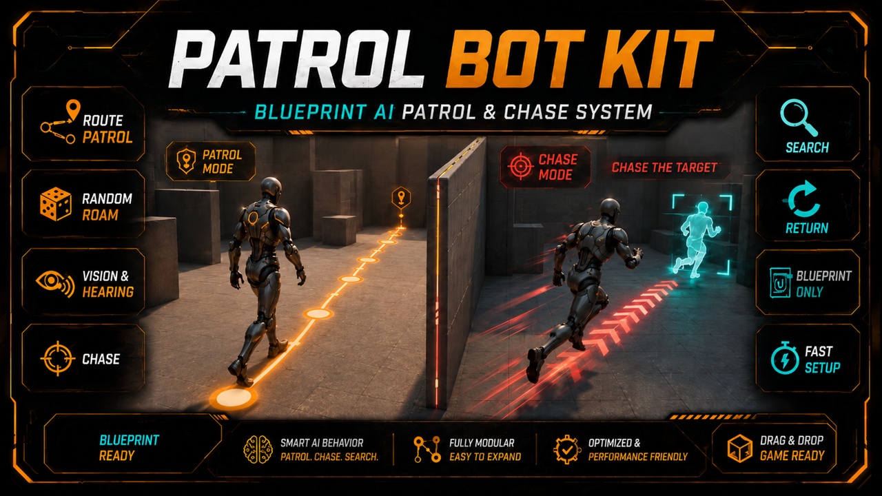 Media 1 for listing Patrol Bot Kit | Blueprint AI Patrol & Chase System