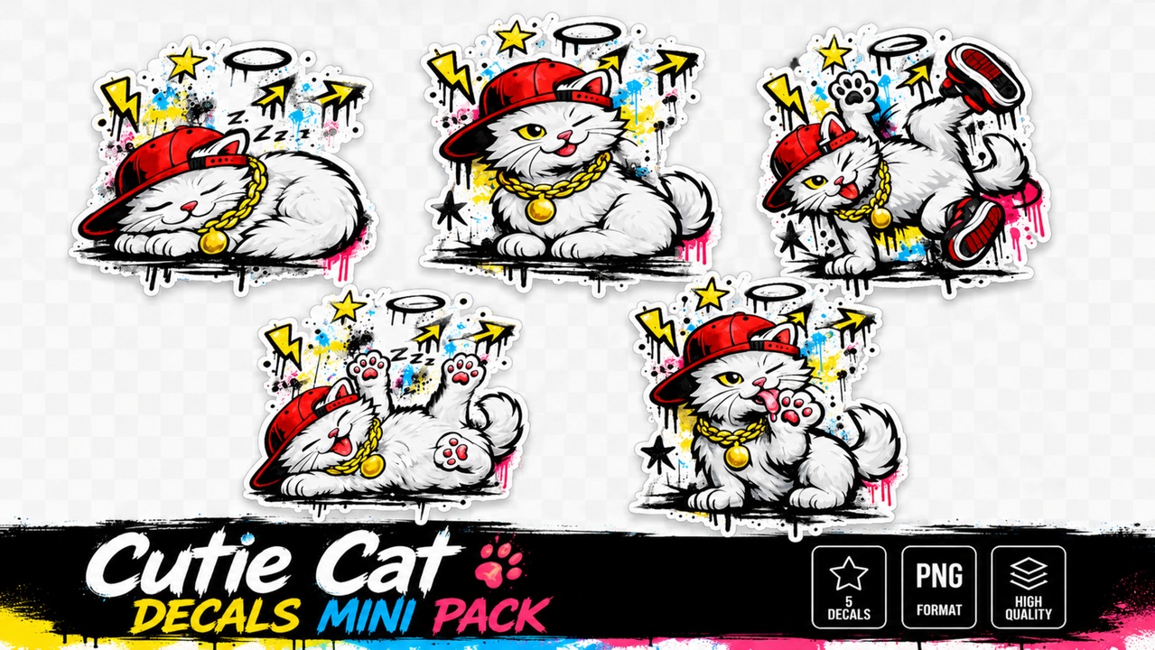 Media 1 for listing Cutie Cats Decals (Art Graffiti) Mini Pack