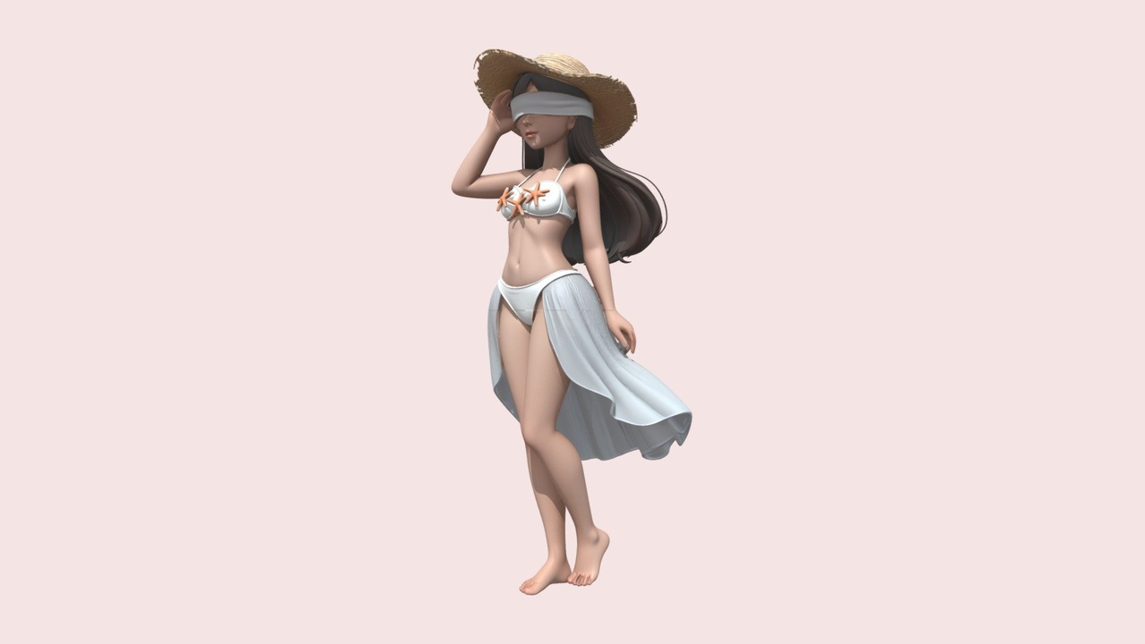 Media 1 for listing Black Swimsuit Stylized Female Character Base