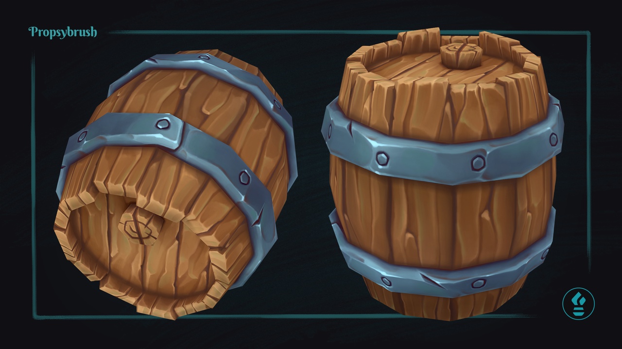 Media 1 for listing Low Poly Stylized Barrel – Hand-Painted Game-Ready 3D Asset