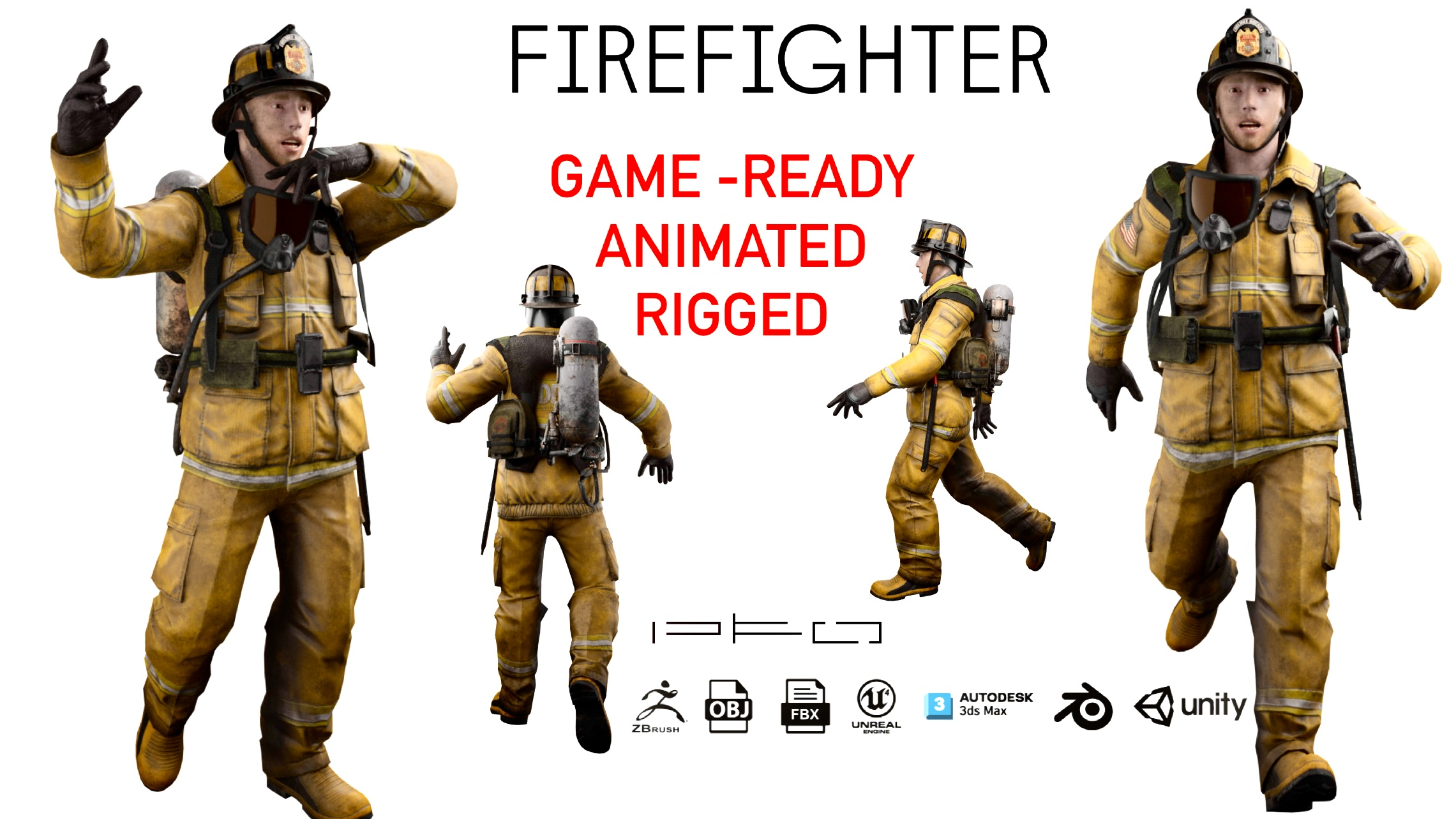 Firefighter Character – Rigged & Animated Game-Ready Rescue Hero | Fab
