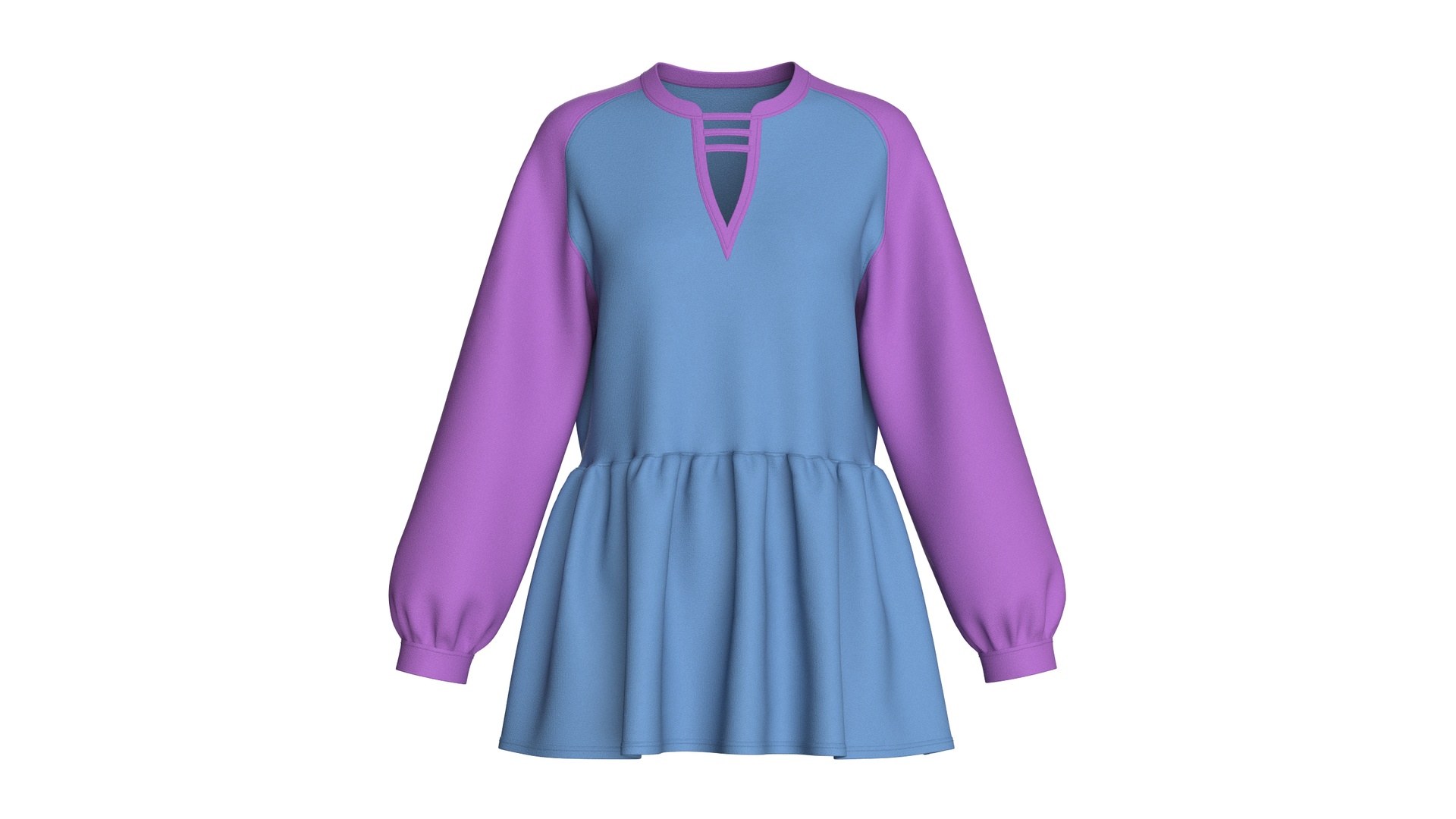 Media 1 for listing Girls Raglan Sleeve Cutout Neckline Peplum Top | High Poly