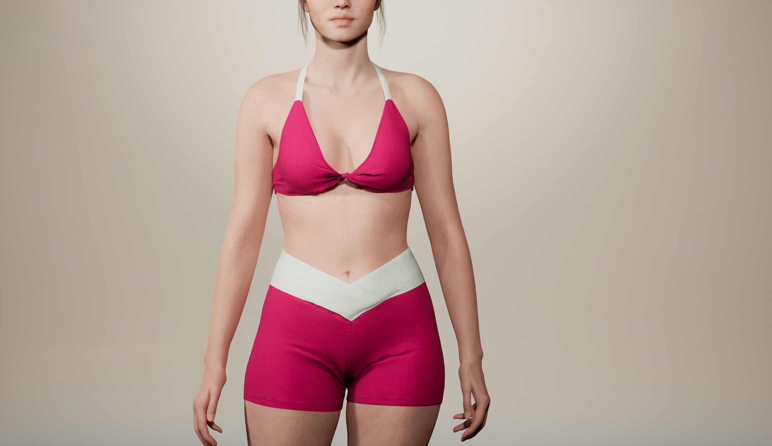 Media 1 for listing Shorts & VNeck Bra Athletic Wear- Parametric & Game-Ready MetaHuman Outfit