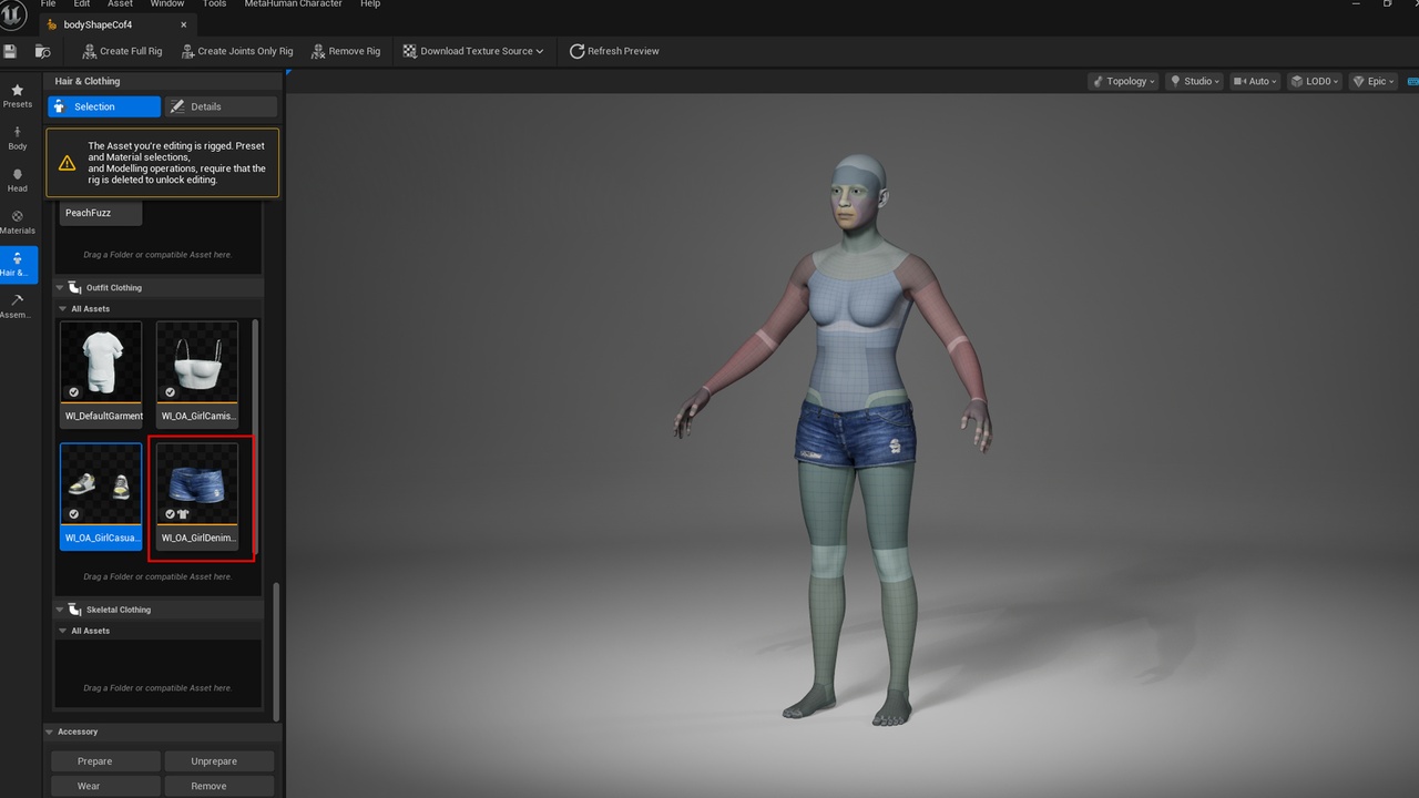 Media 1 for listing Women Ripped Denim Shorts - Metahuman Jeans Shorts - Parametric PBR Clothes