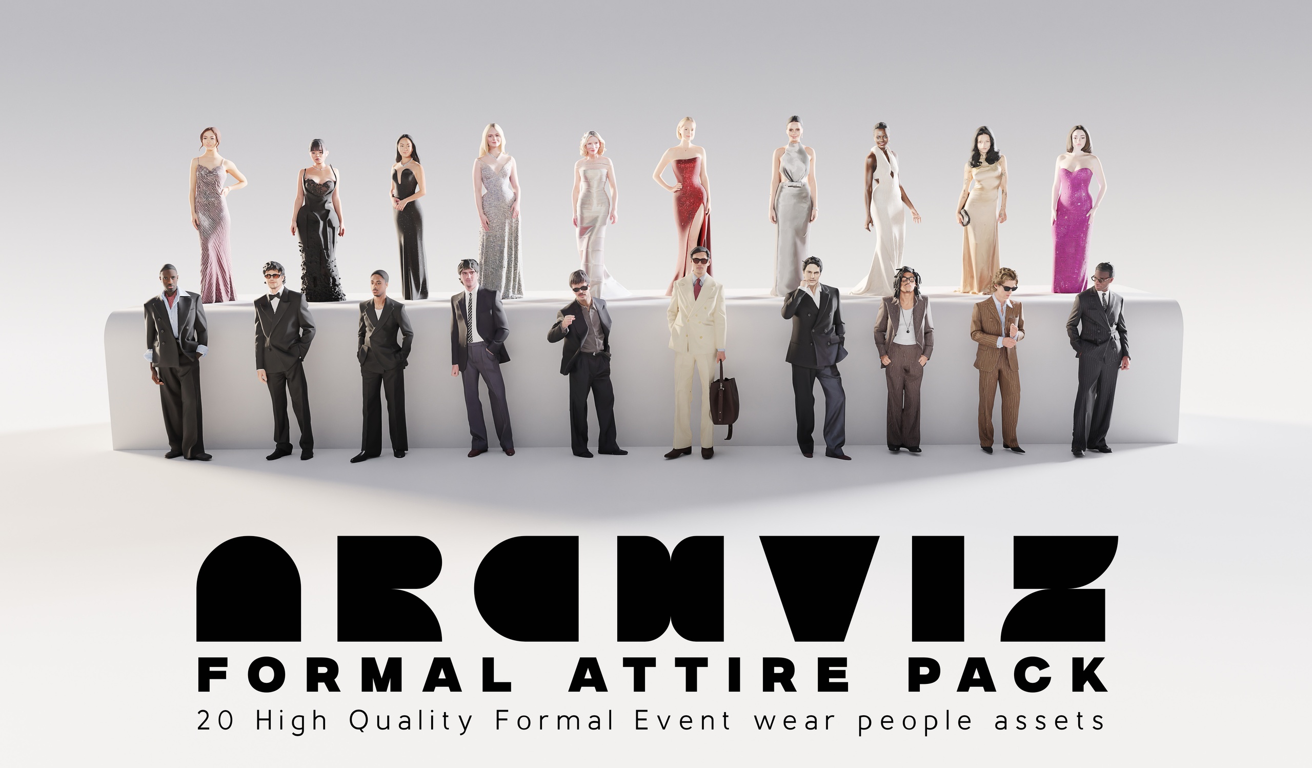 Media 1 for listing ArchViz People — Formal Event Attire | 20 Gala & Formal Wear Models