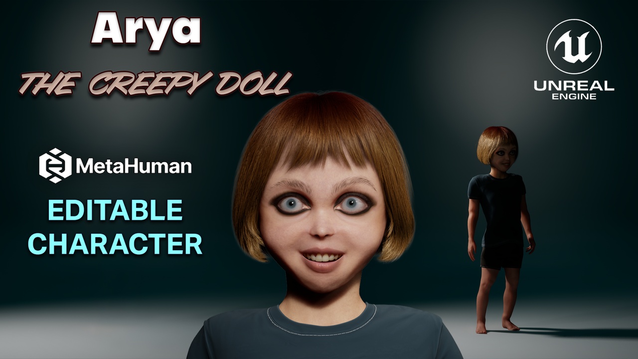 Media 1 for listing Arya : The Creepy Doll  - Editable MetaHuman Character