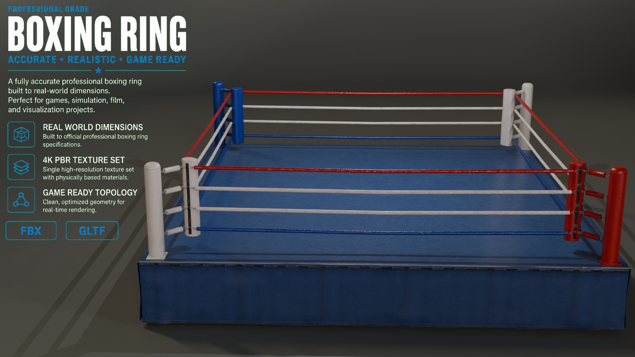Media 1 for listing Professional Boxing Ring | Realistic 4K PBR Sports Arena π₯