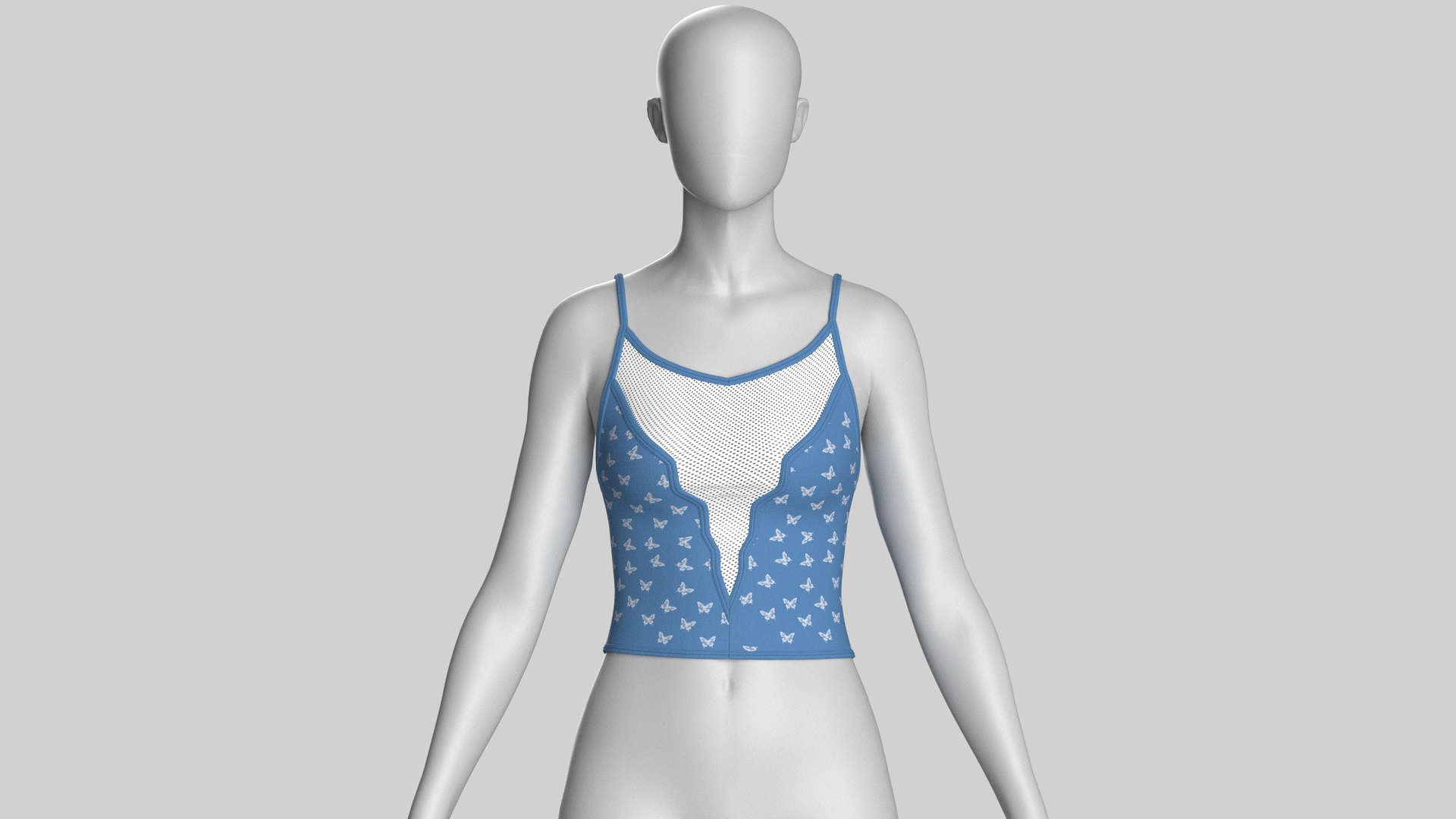 Media 1 for listing Girls Sky Blue Butterfly Cami Bralette | High Poly