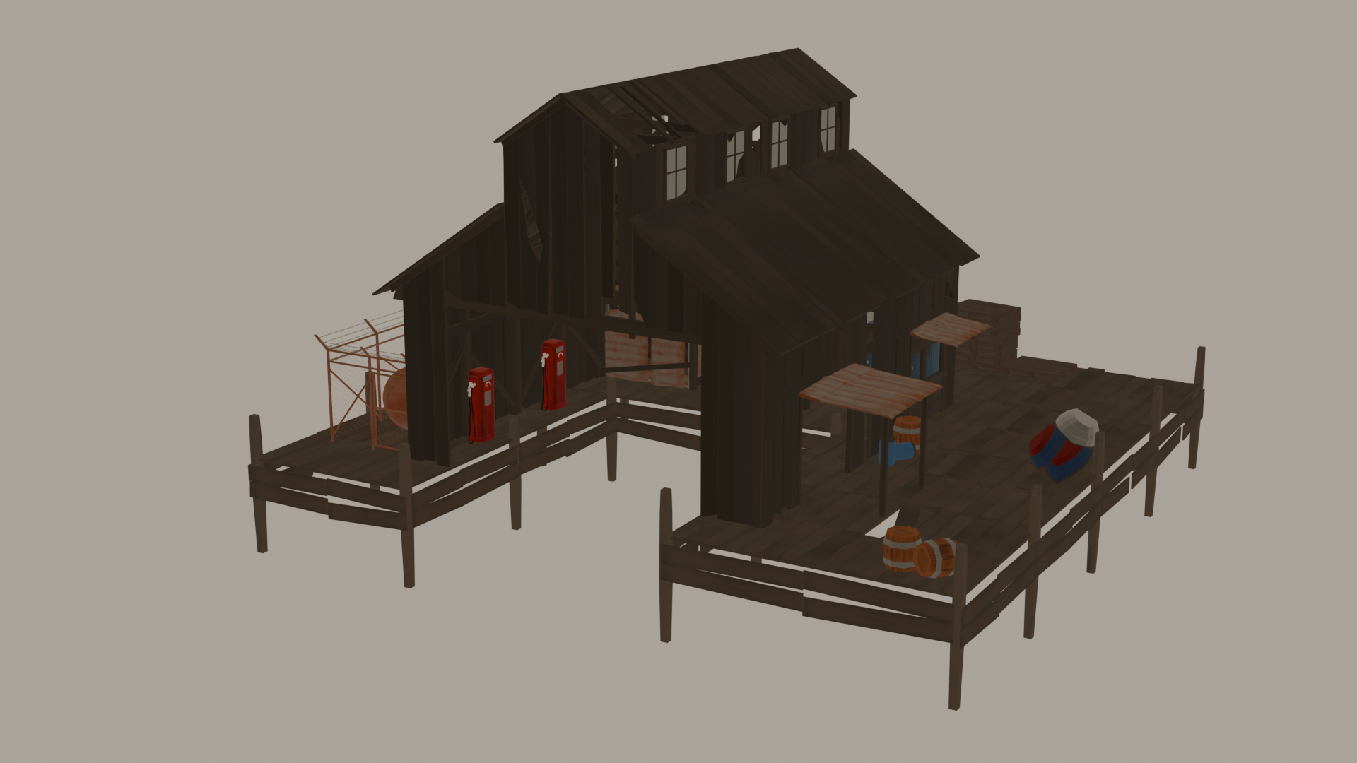 Fish Net Rust Building Low Poly Rust Large Fishing Village | Fab