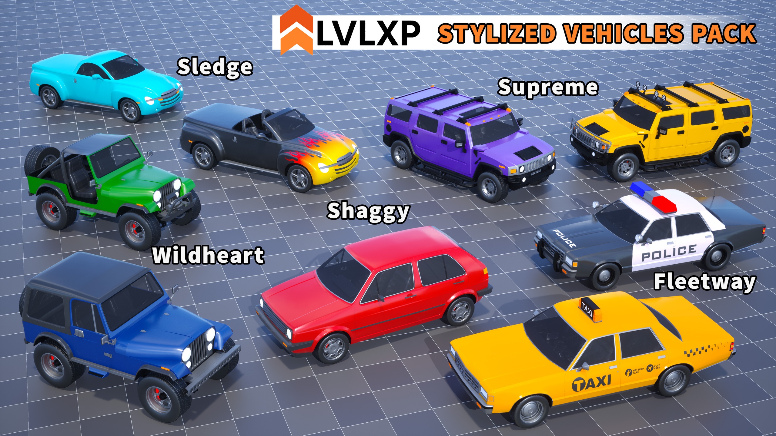 Media 1 for listing Stylized Drivable Vehicles - Pack 4