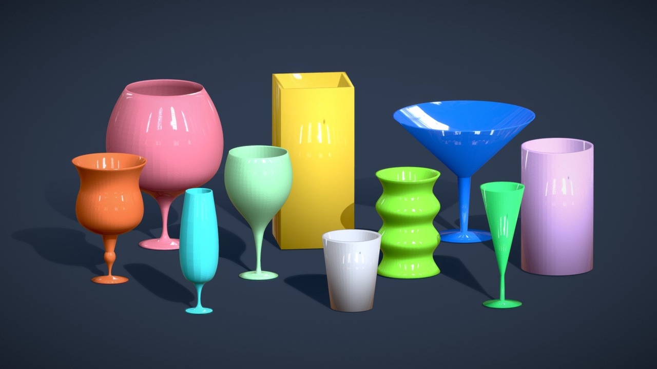Media 1 for listing Drink Glasses Pack - 3D Low Poly Models