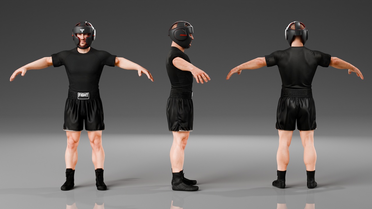 Media 1 for listing Male Boxer with Headgear and Boxing Gloves