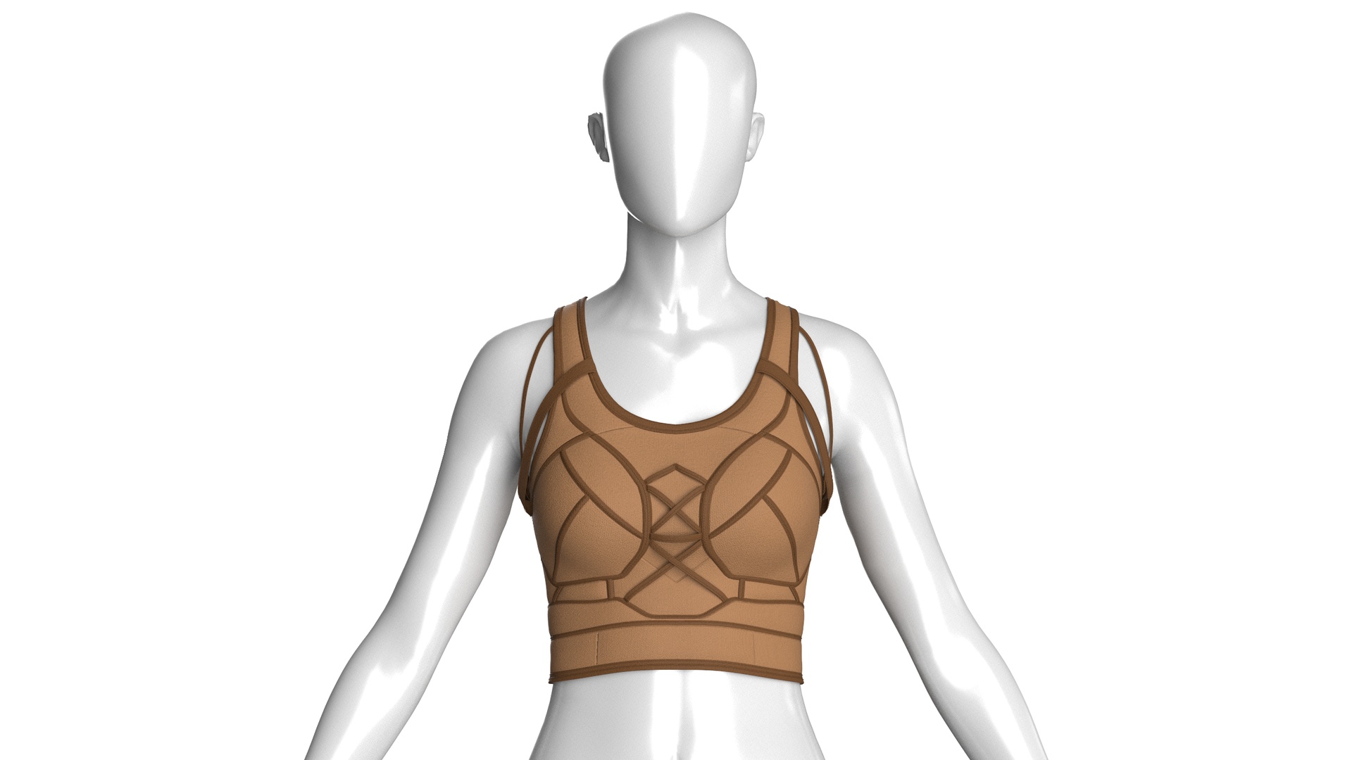 Media 1 for listing Girls Crop Top With Brown Piping | High Poly