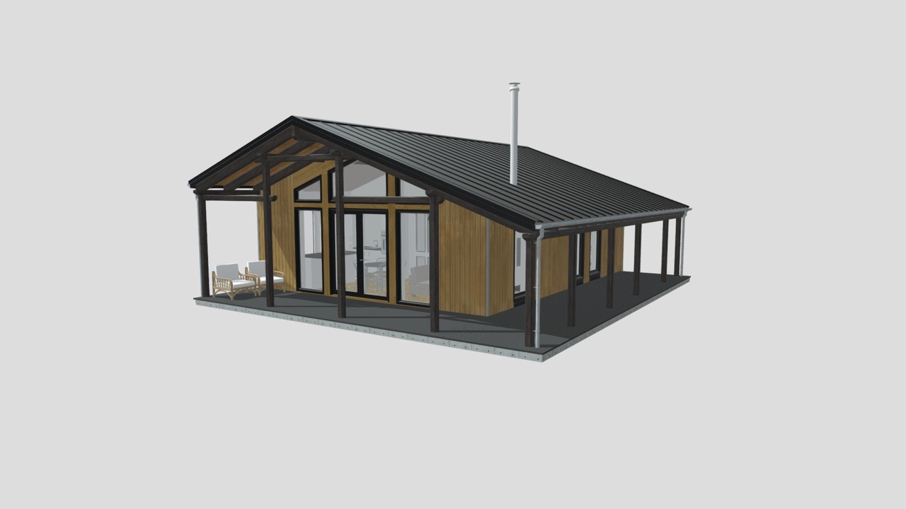 Media 1 for listing Elon V2.3 Gabled House with wide eaves. Game ready model.