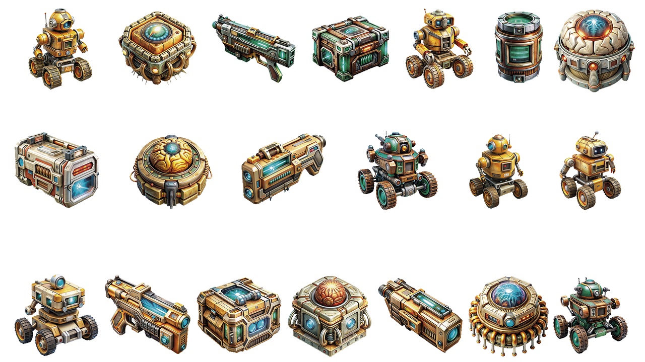 Media 1 for listing 00 Sci-Fi Loot Icons – Isometric 2D Sprites with Transparent Background