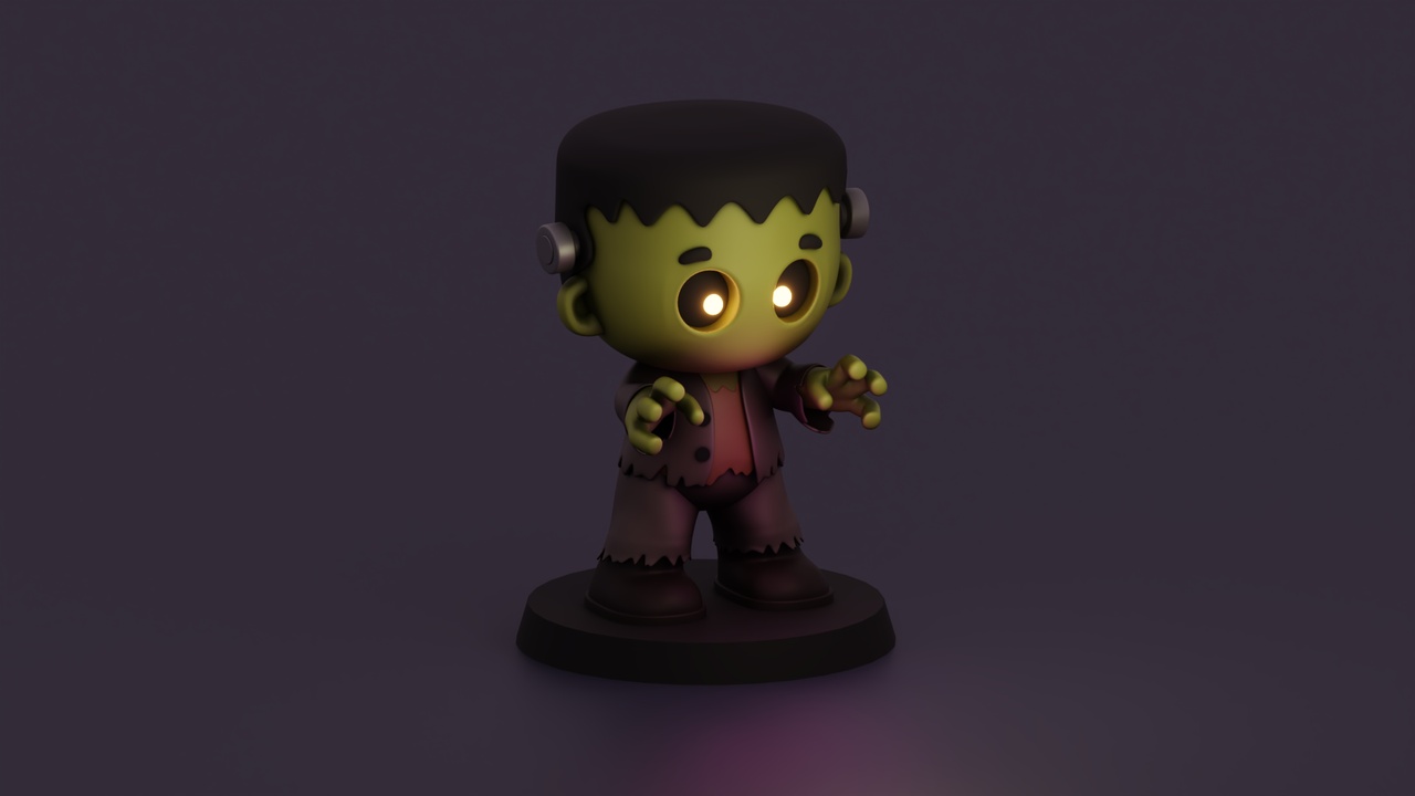 Media 1 for listing Cute Stylized Cartoon Frankenstein - Chibi Inspired