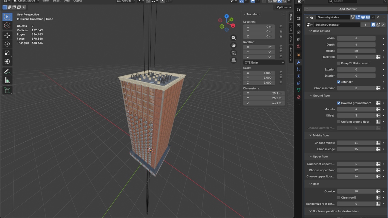 Media 1 for listing Procedural Modular Building Generator (Blender 5.1)
