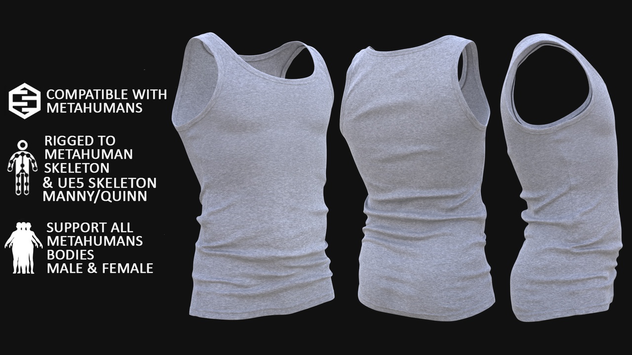 Media 1 for listing 3D Singlet Model For Metahuman 8 - All MH Bodies & UE5 Skeletons - Rigged