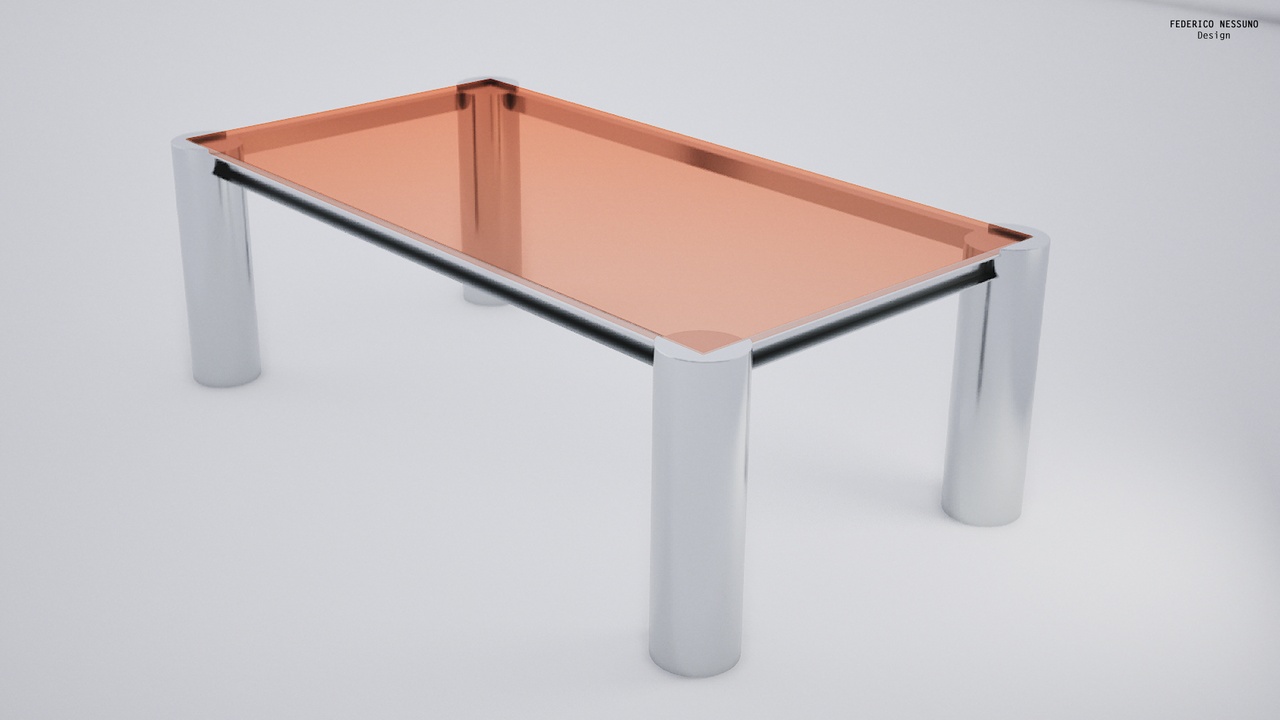 Media 1 for listing Minimalist Steel & Glass Table, Low Poly Modern Furniture 3D Model