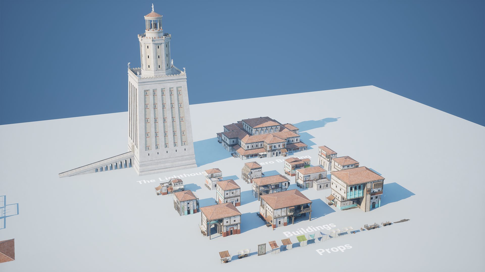 The Streets Of Egypt, Lighthouse Of Alexandria - Egyptian Roman Buildings  Kit | Fab, image size:1920x1080