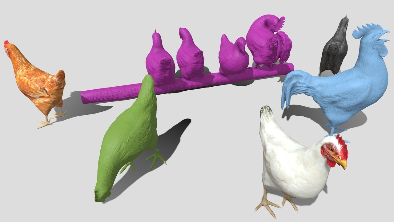 Media 1 for listing Chickens low poly and for 3d printing
