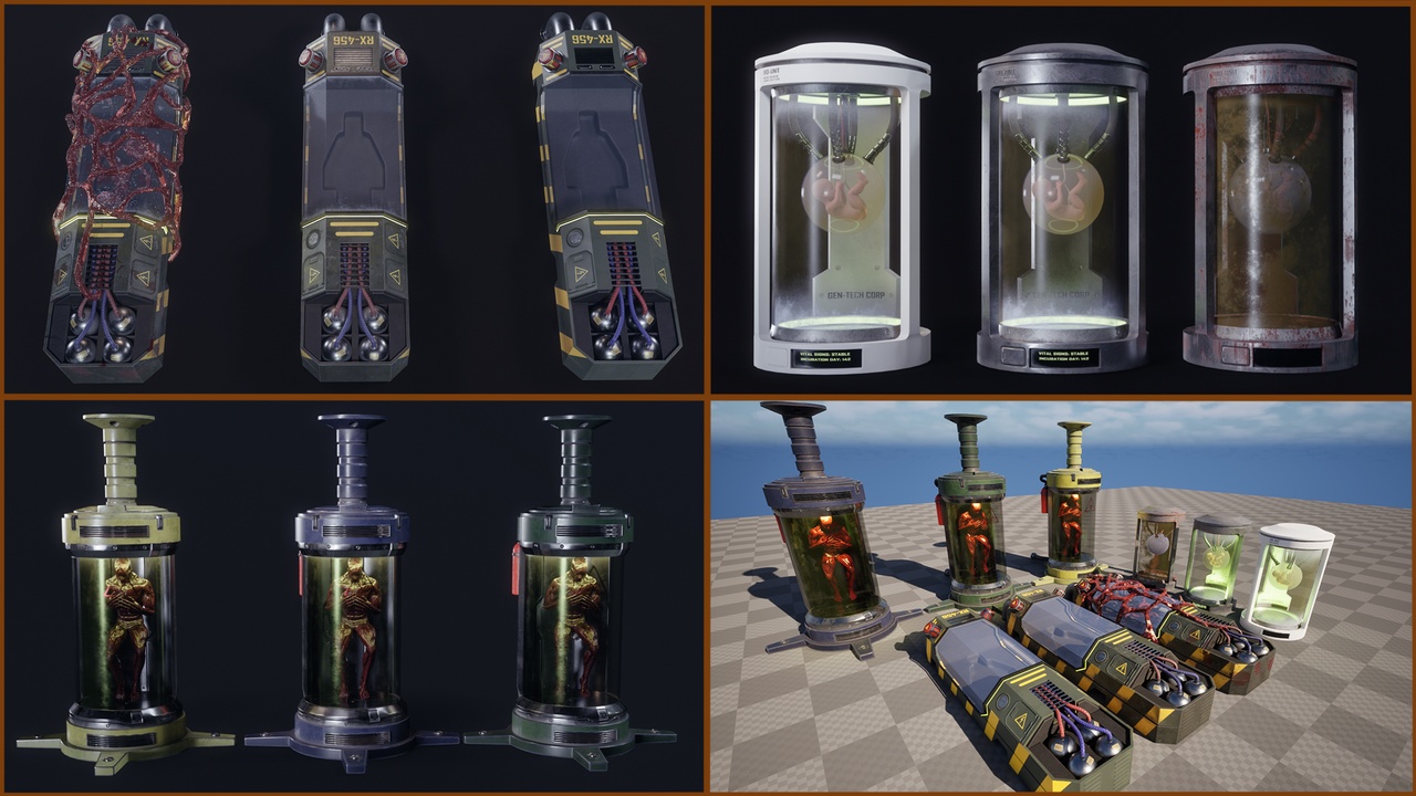 Media 1 for listing Sci-Fi Capsule Pack (Horror / Laboratory Assets)