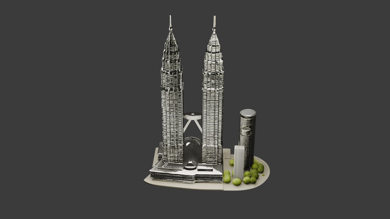 Media 1 for listing Modern Twin Towers Skyscraper – High Rise City 3D Model